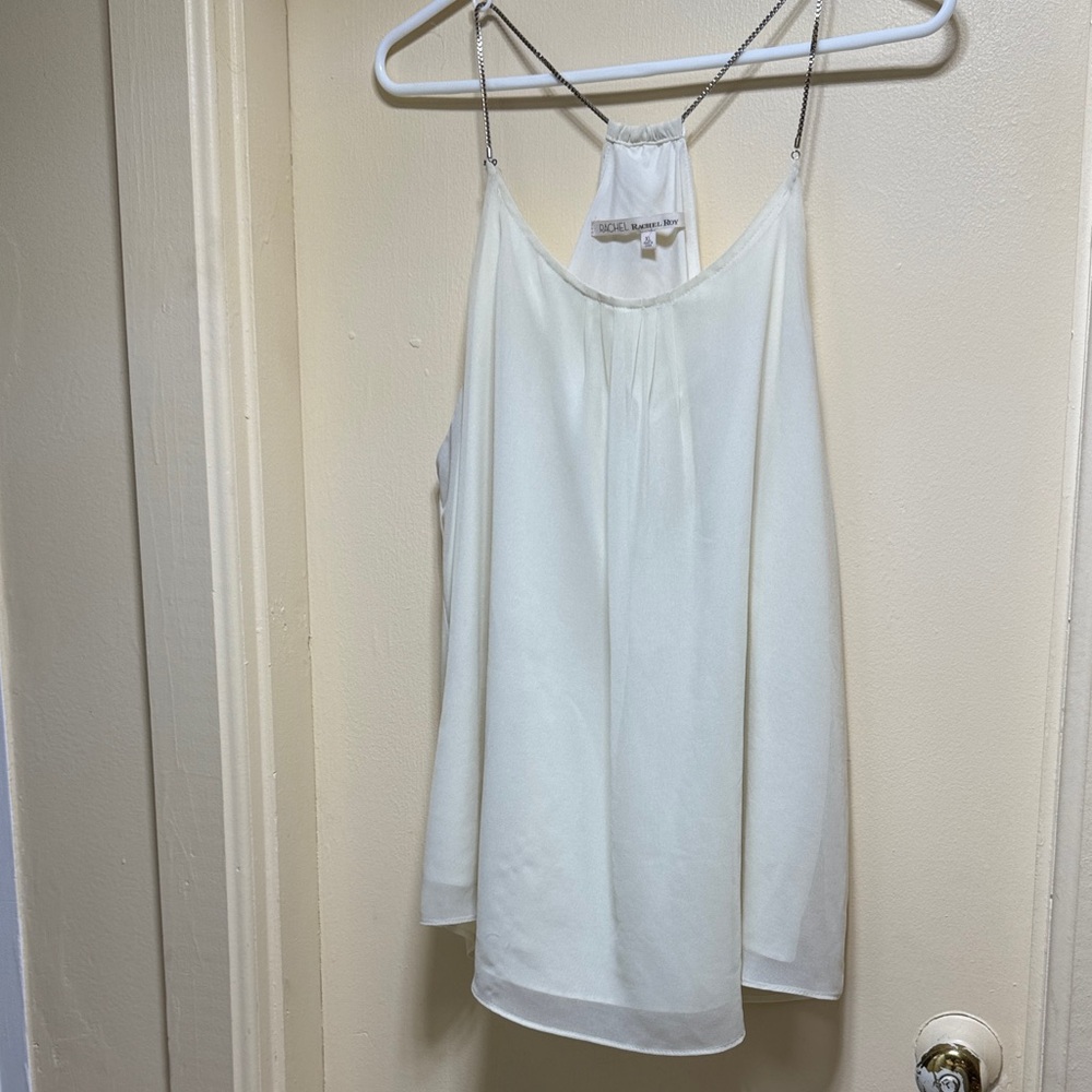 RACHEL Rachel Roy Cream Tank Top with Chain Straps